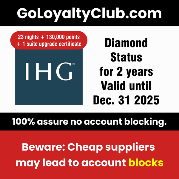 IHG Diamond status duration 2 years till Dec. 31st, 2025